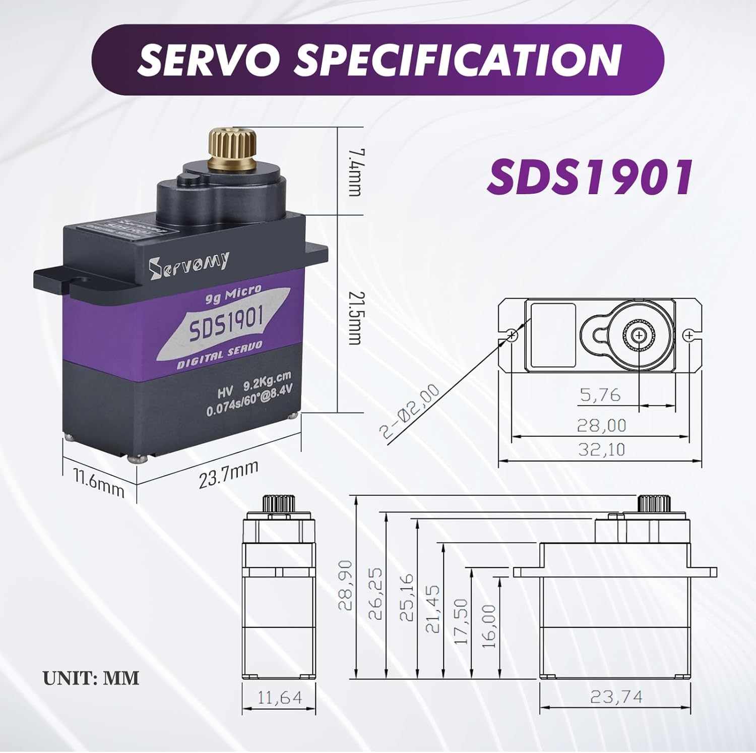SERVOMY-SDS1901 Digitale 9G Mi - Servo Metal Gear recensione e prezzo
