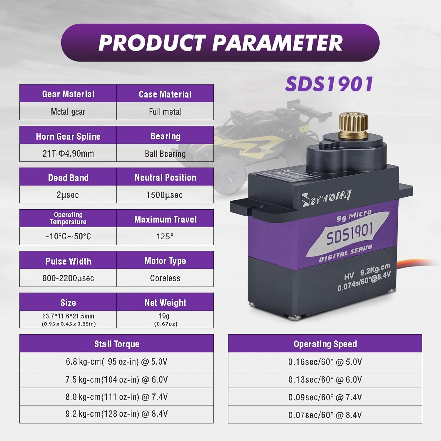 SERVOMY-SDS1901 Digitale 9G Mi - Servo Metal Gear recensione e prezzo